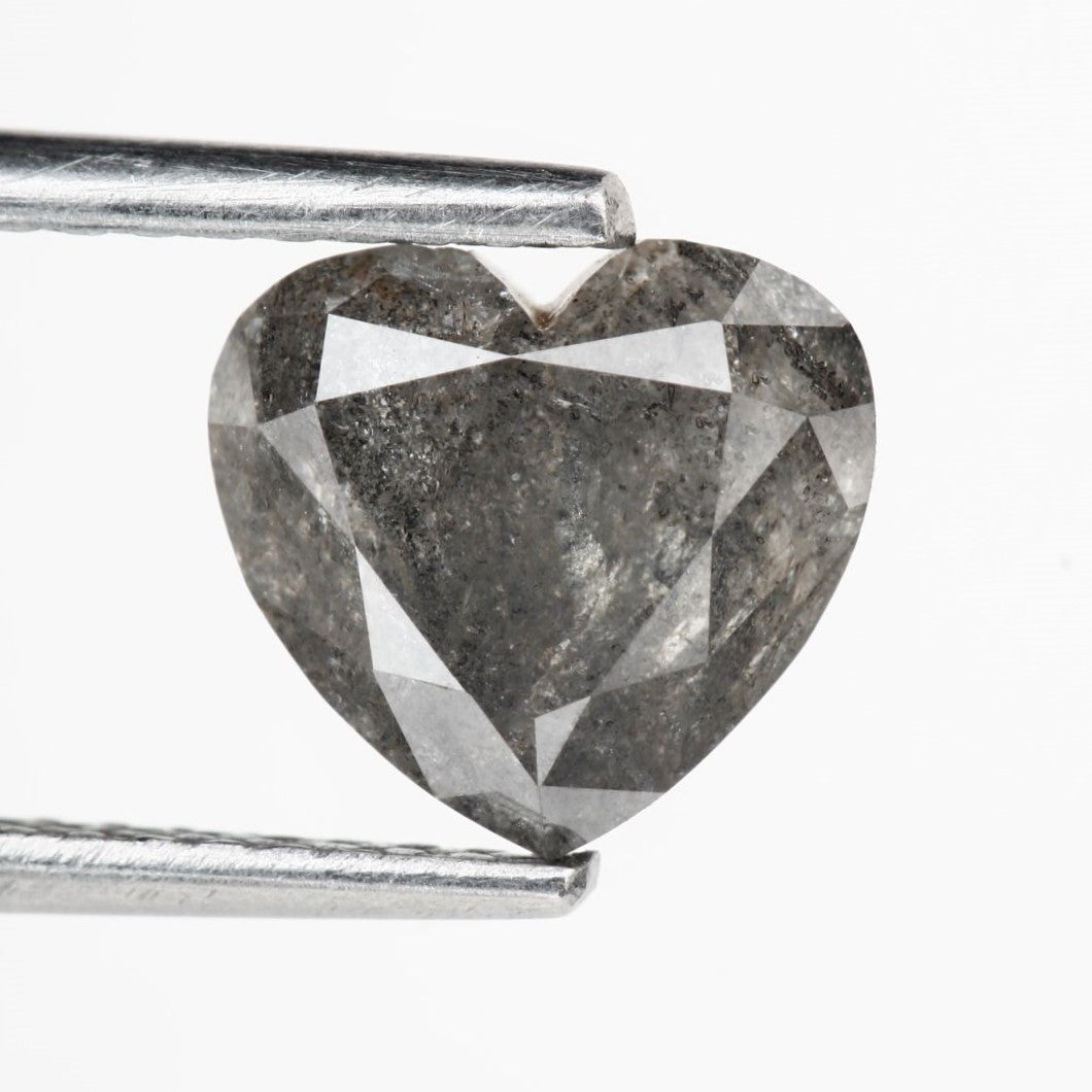 1.73 Carat Heart Shape Fancy Gray Salt and Pepper Natural Diamond For Engagement Ring